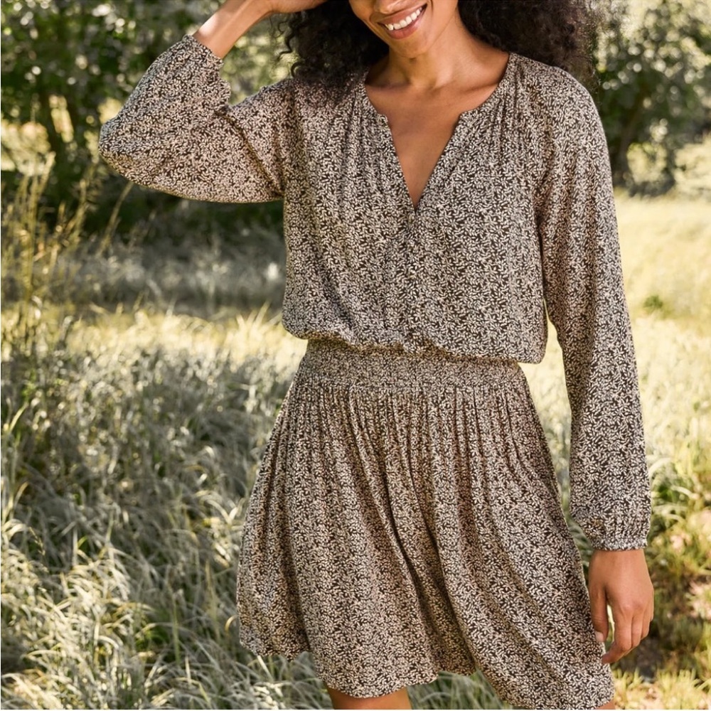 Faherty Montara Leaf‎ Long Sleeve Dress S